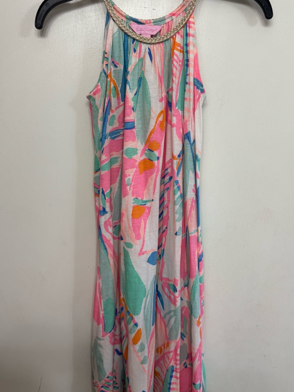 Lilly Pulitzer Pastel Tropical Braided-Neck Maxi Dress